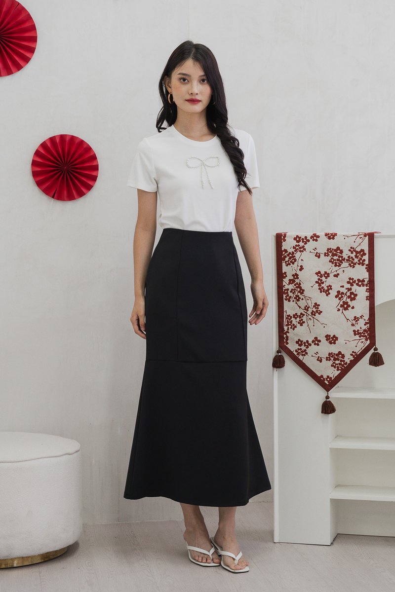 Prairie Pearl Ribbon Cotton Tee In White (XS)