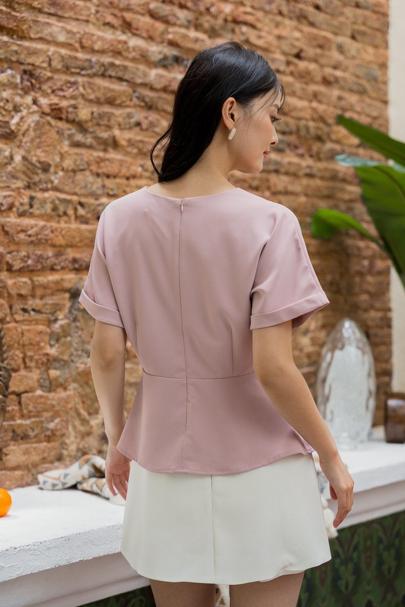 Fion Faux Wrap Top In Pink (XS)