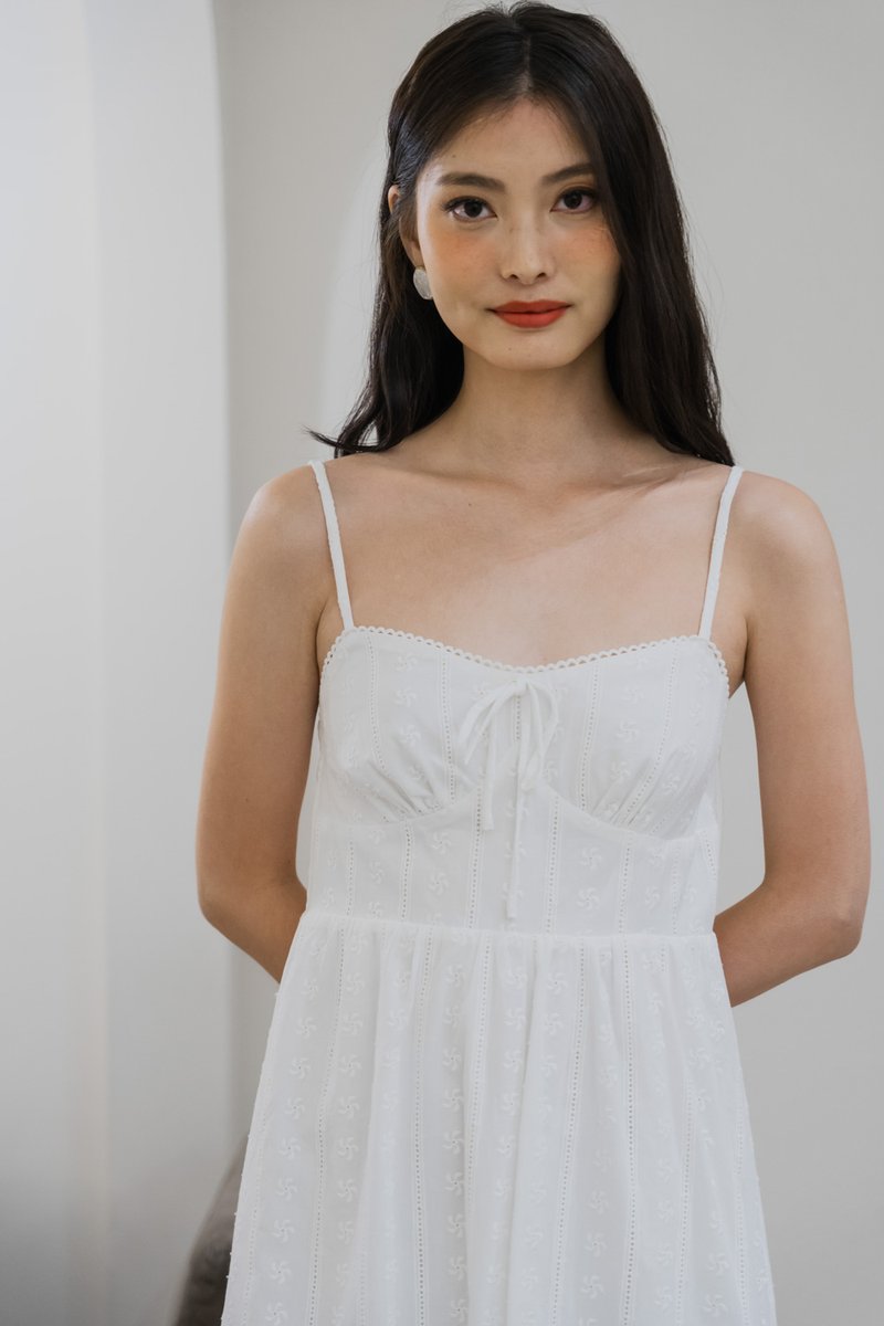 Coastal Eyelet Camisole Dress In White