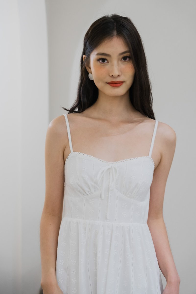 Coastal Eyelet Camisole Dress In White