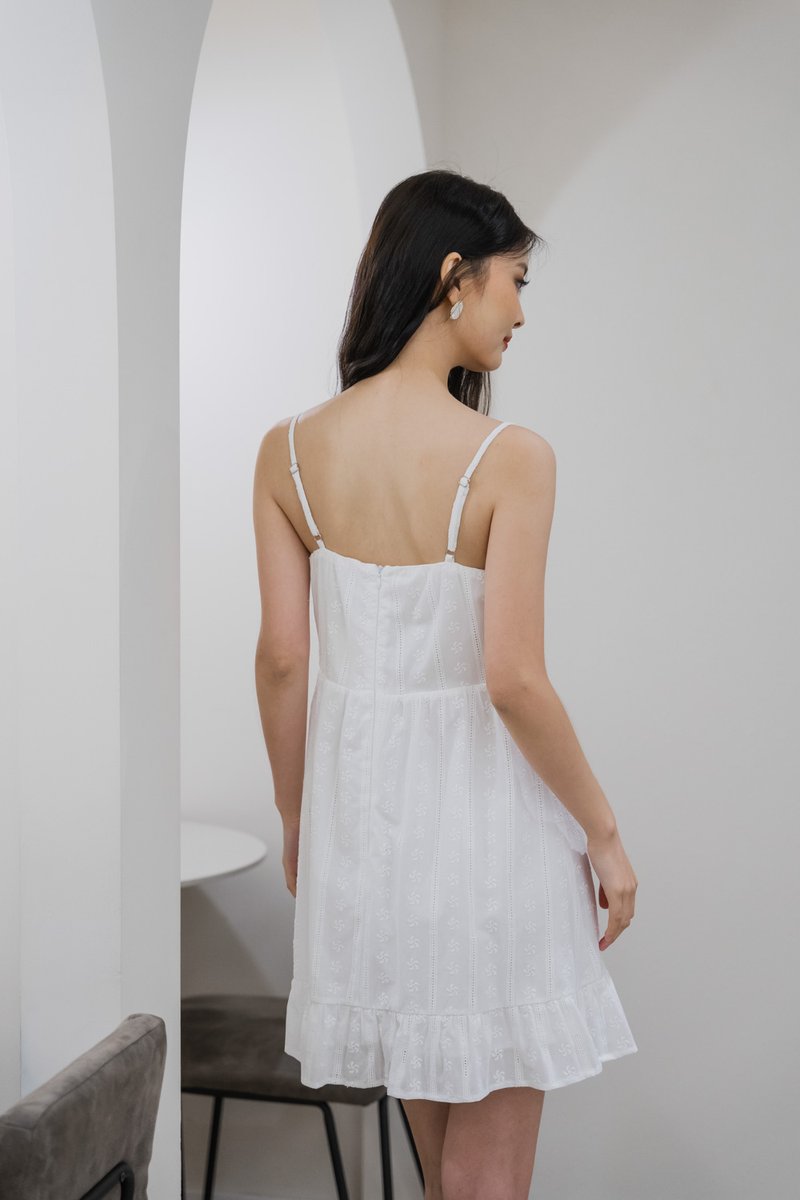 Coastal Eyelet Camisole Dress In White