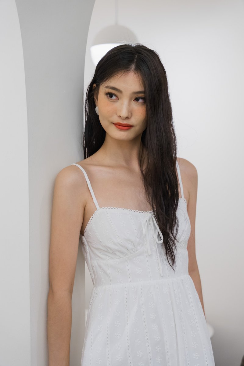 Coastal Eyelet Camisole Dress In White