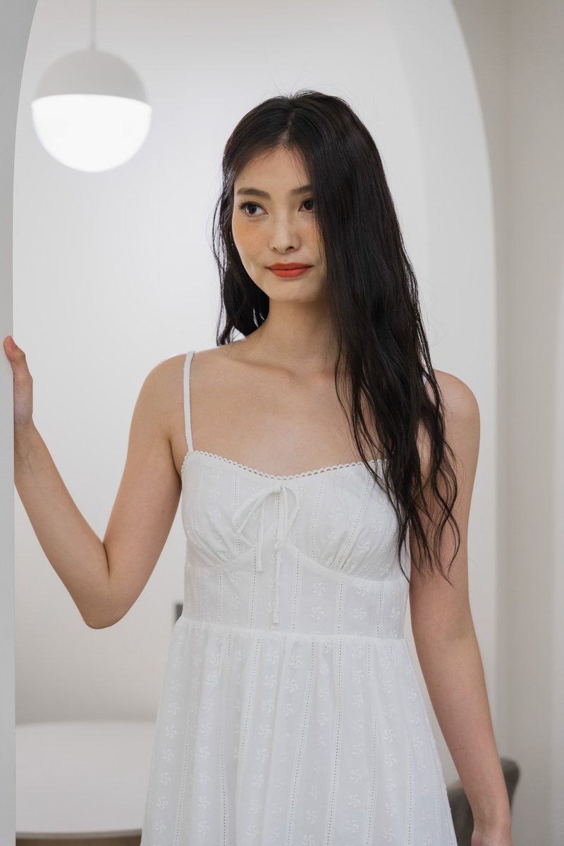 Coastal Eyelet Camisole Dress In White