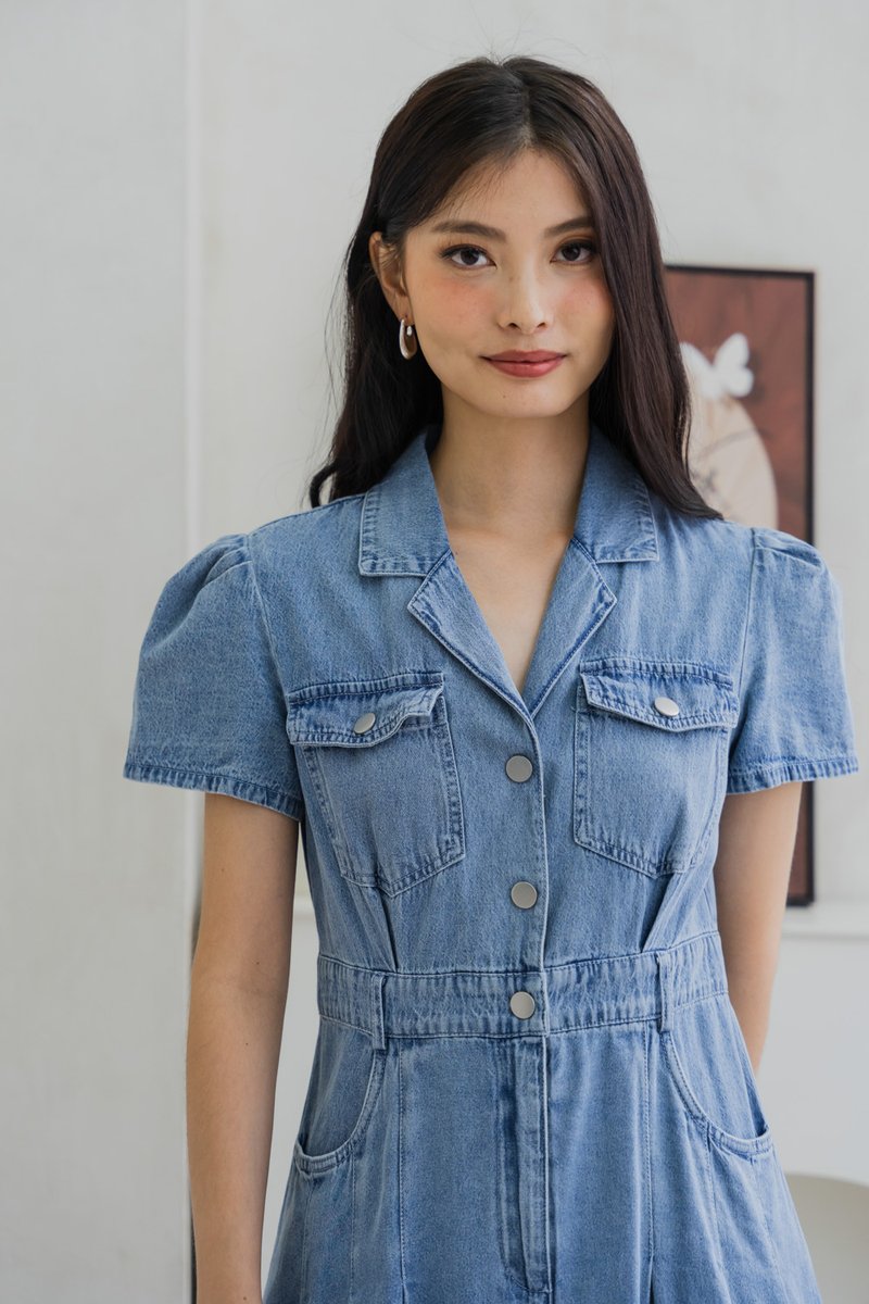 Siara Denim Pleated Shirt Dress (XXL)