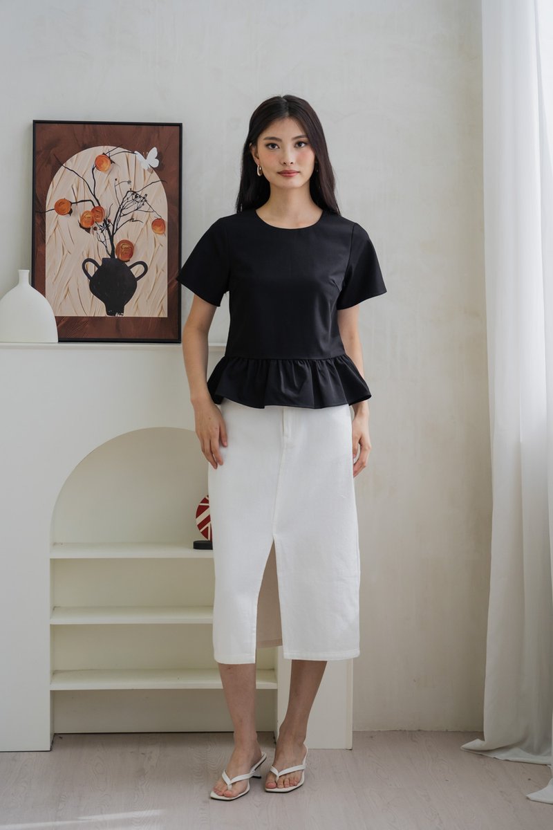 Robinson Ruffle Hem Blouse In Black