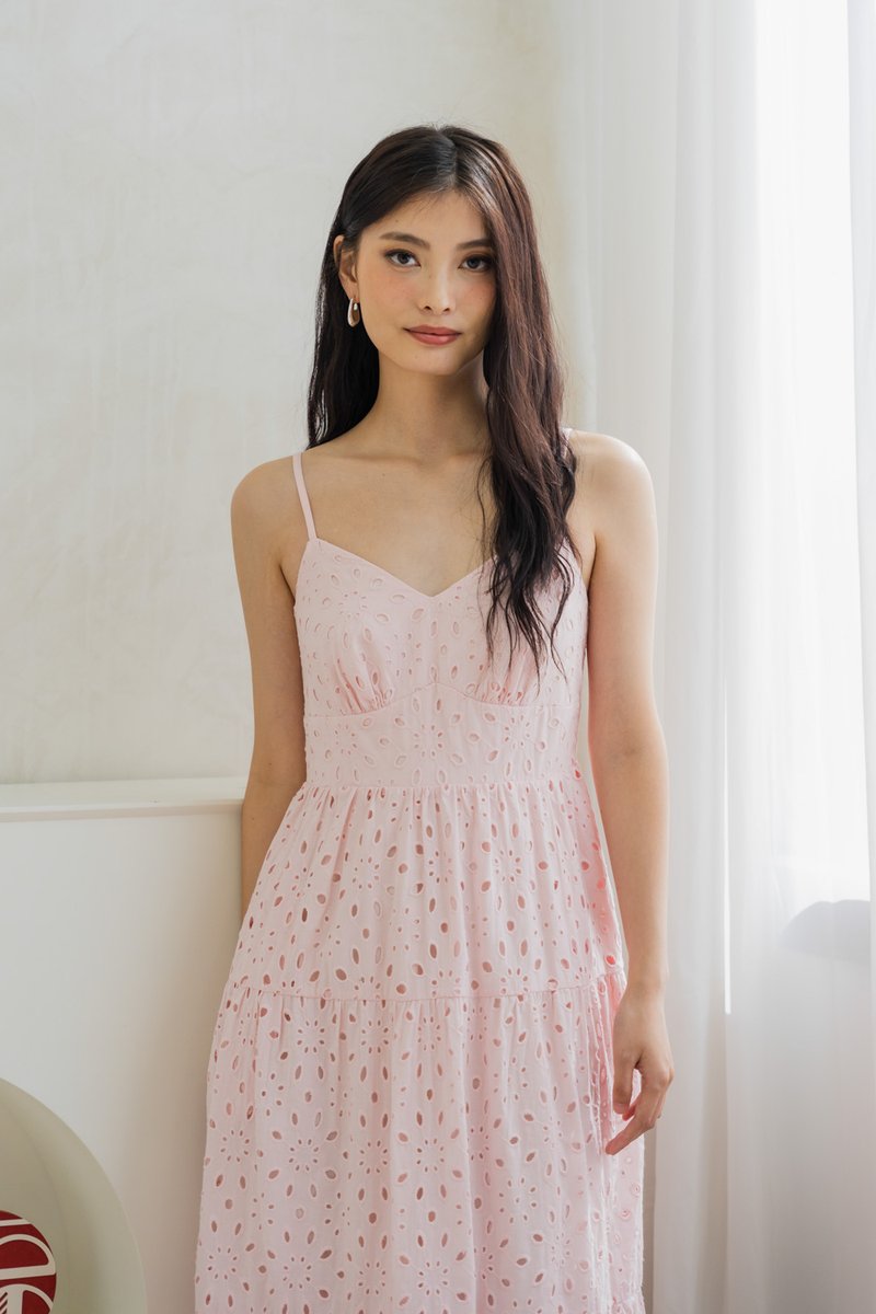 Everdeen Eyelet Camisole Midi Dress In Pink (XS)