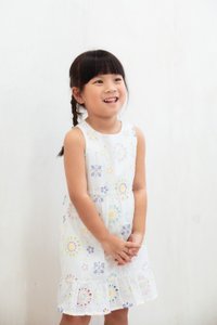 Lumina Eyelet Kids Dress In White (Size 2)