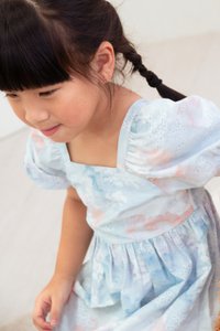 Cyan Pastel Kids Dress in Blue