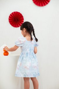 Cyan Pastel Kids Dress in Blue