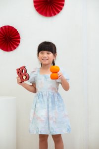 Cyan Pastel Kids Dress in Blue