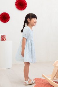 Ethereal Dreams Textured Kids Dress in Blue