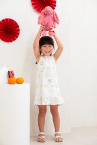 Lumina Eyelet Kids Dress In White (Size 2)
