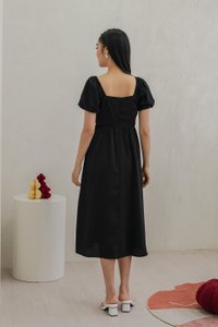 Princess Puff Sleeve Maxi Dress In Black