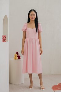 Princess Puff Sleeve Maxi Dress In Pink