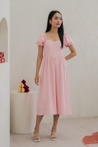 Princess Puff Sleeve Maxi Dress In Pink