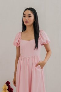Princess Puff Sleeve Maxi Dress In Pink