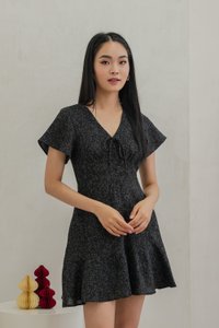 Treasure Tweed Ribbon Dropwaist Dress In Black (XS)