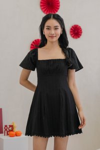 Rahri Embroidery Ruched Dress In Black