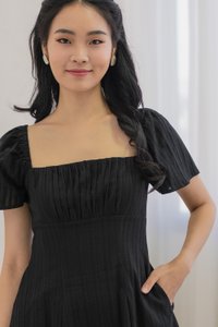 Rahri Embroidery Ruched Dress In Black