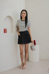 Quaint Coquette Pleated Skort In Black (XS)