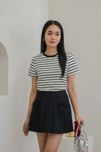 Quaint Coquette Pleated Skort In Black (XS)