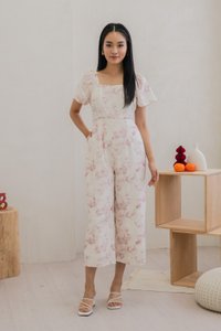 Rexa Ribbon Flare Sleeve Jumpsuit In Pink (XXL)