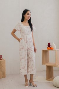 Rexa Ribbon Flare Sleeve Jumpsuit In Pink (XXL)
