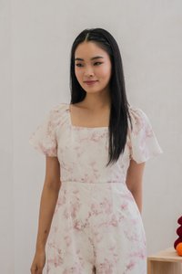 Rexa Ribbon Flare Sleeve Jumpsuit In Pink (XXL)