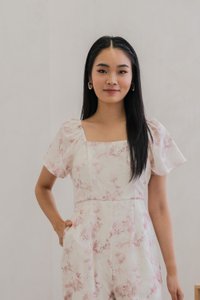 Rexa Ribbon Flare Sleeve Jumpsuit In Pink (XXL)