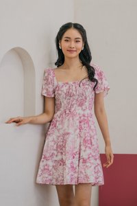 Tana Toile Smocked Ribbon Tier Dress In Pink (XS)