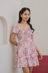 Tana Toile Smocked Ribbon Tier Dress In Pink (XS)