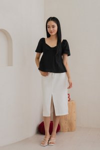 Bambi Ribbon Embroidery Bow Top In Black