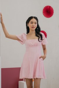 Rahri Embroidery Ruched Dress In Pink