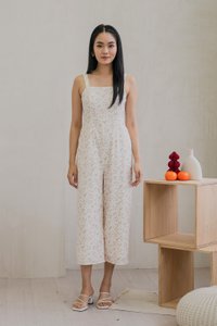 Tammy Textured Floral Jumpsuit In White
