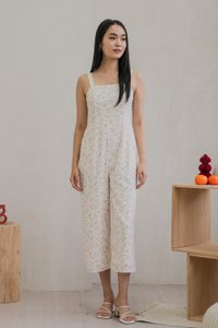 Tammy Textured Floral Jumpsuit In White