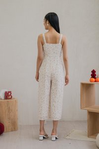Tammy Textured Floral Jumpsuit In White