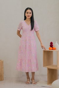 Lumina Pastel Eyelet Maxi Dress In Pink