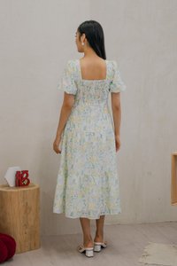 Etopia Garden Eyelet Puff Sleeve Midi Dress In Sage (XS)
