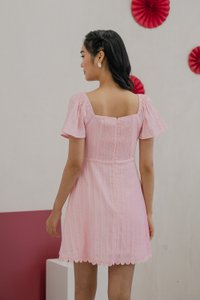 Rahri Embroidery Ruched Dress In Pink