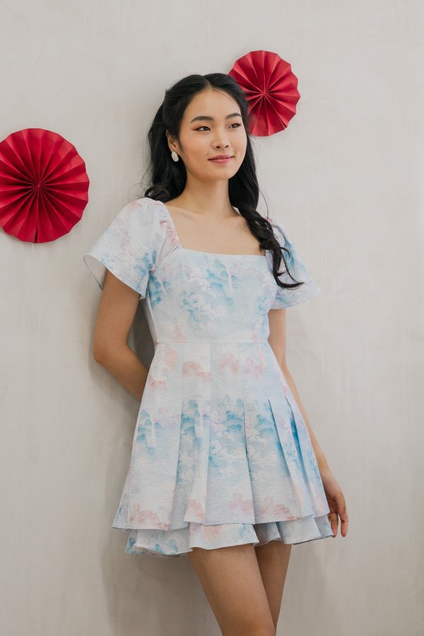 Cyan Pastel Layered Romper in Blue (XS)