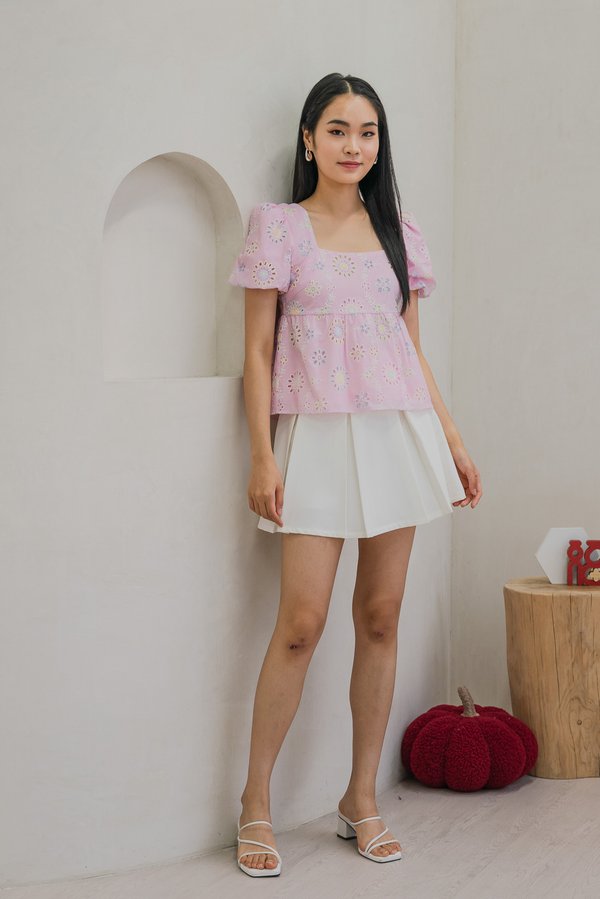 Lumina Square Neck Babydoll Top In Pink