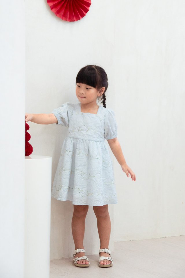 Ethereal Dreams Textured Kids Dress in Blue