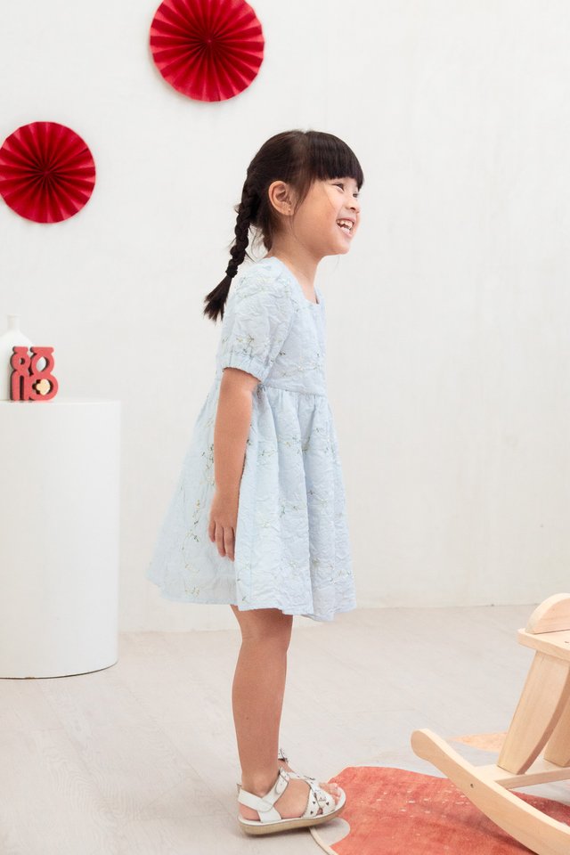 Ethereal Dreams Textured Kids Dress in Blue