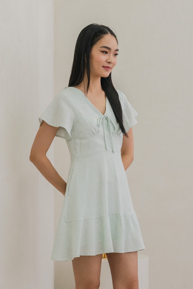 Treasure Tweed Ribbon Dropwaist Dress In Tiffany