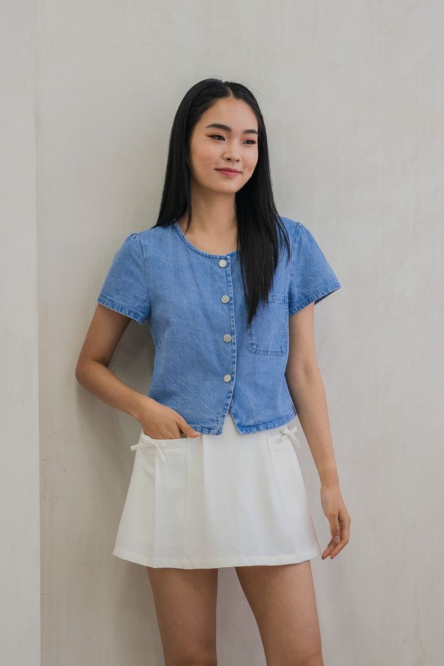 Dallas Denim Button Pocket Top