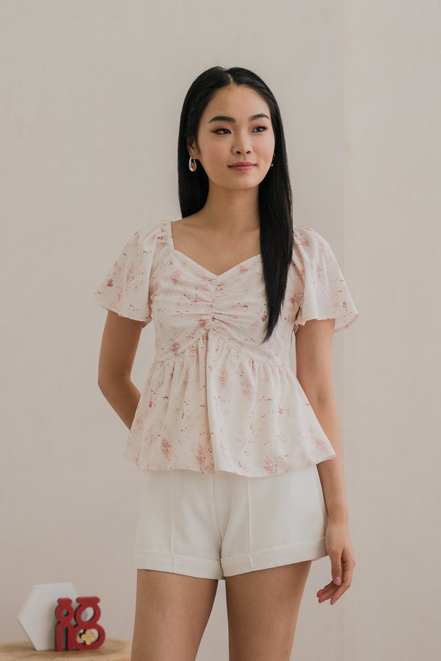 *BACKORDER* Rexa Ribbon Print Sweetheart Top In Pink