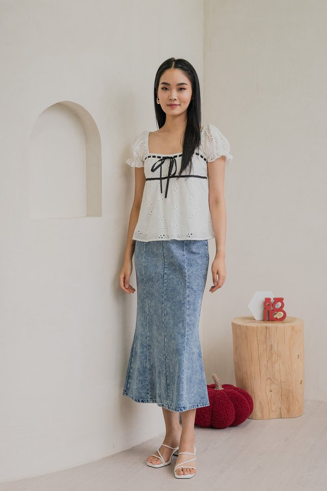 Kerra Panelled Denim Midi Skirt