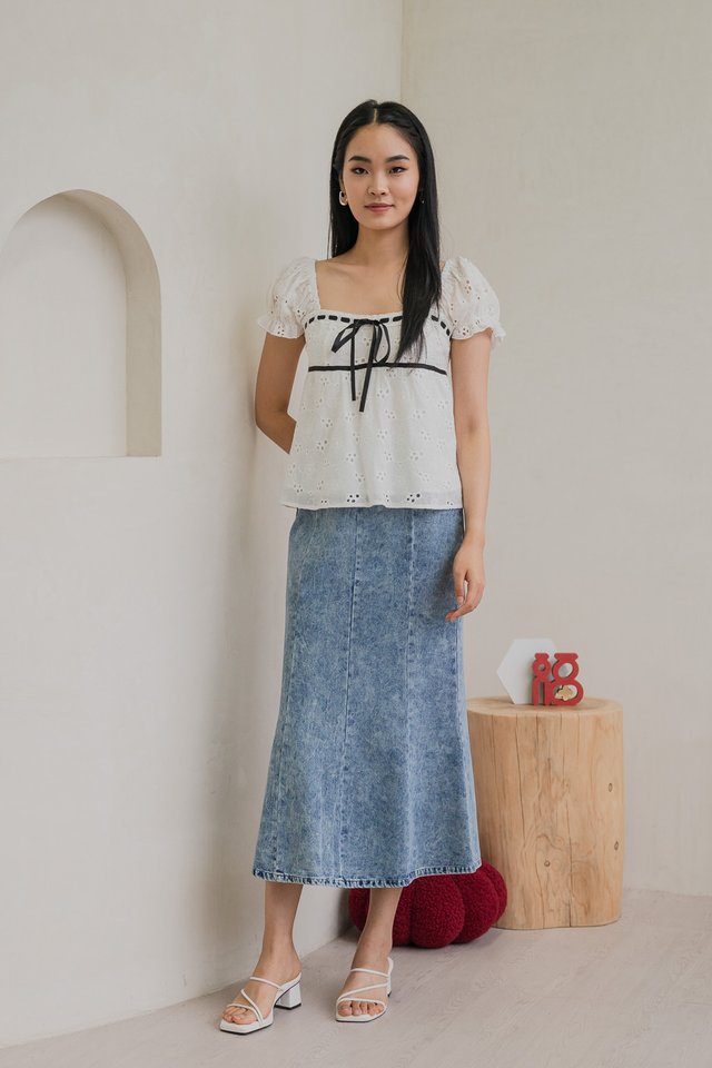 Kerra Panelled Denim Midi Skirt