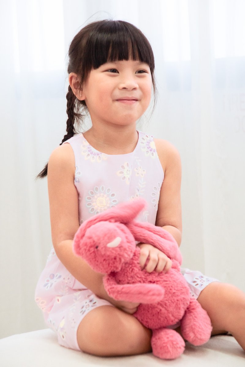 Lumina Eyelet Kids Dress In Pink (Size 2)