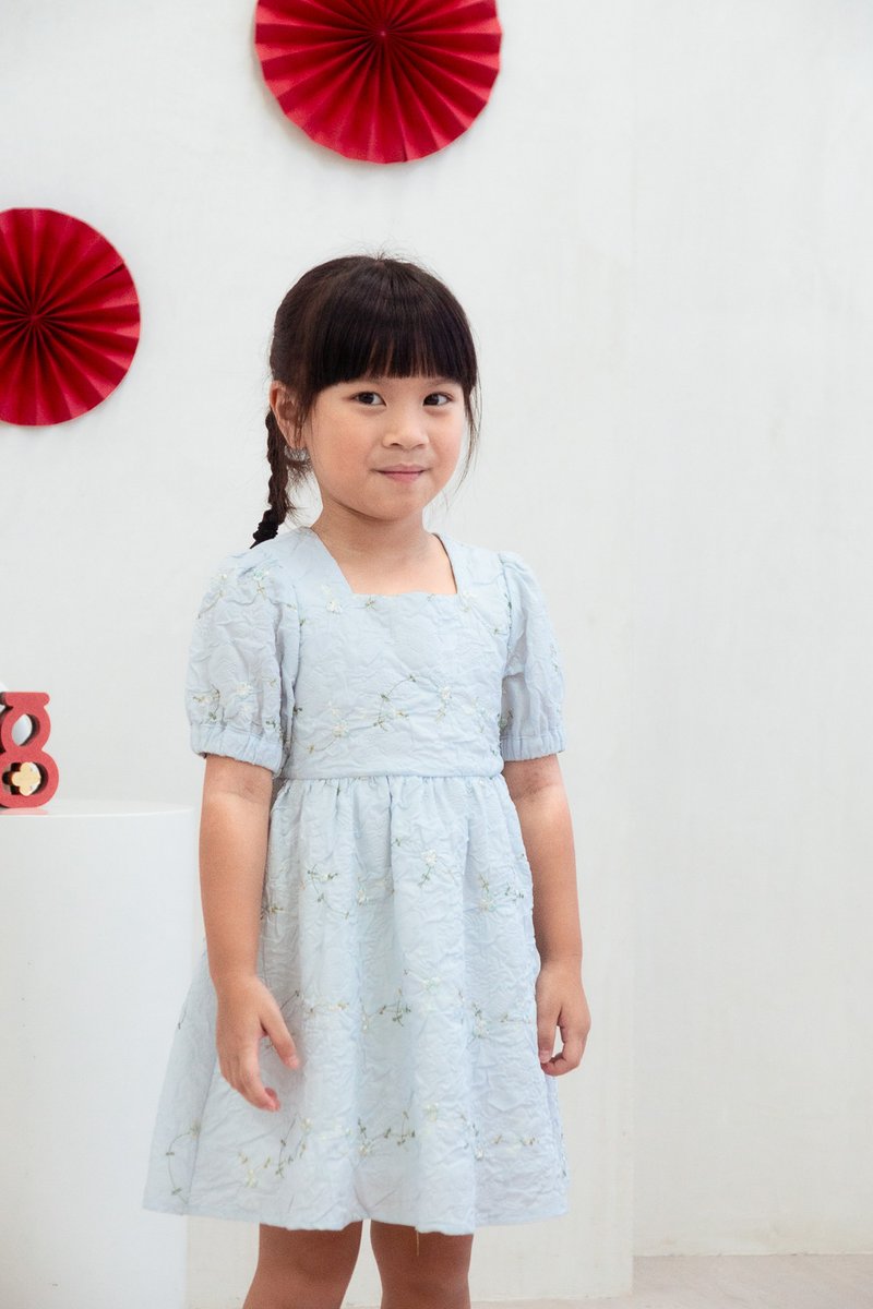 Ethereal Dreams Textured Kids Dress in Blue